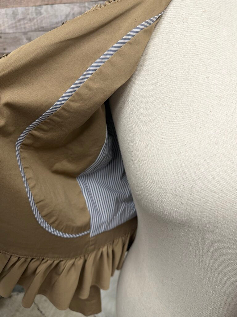 J Crew Tan Ruffle Chino Jacket