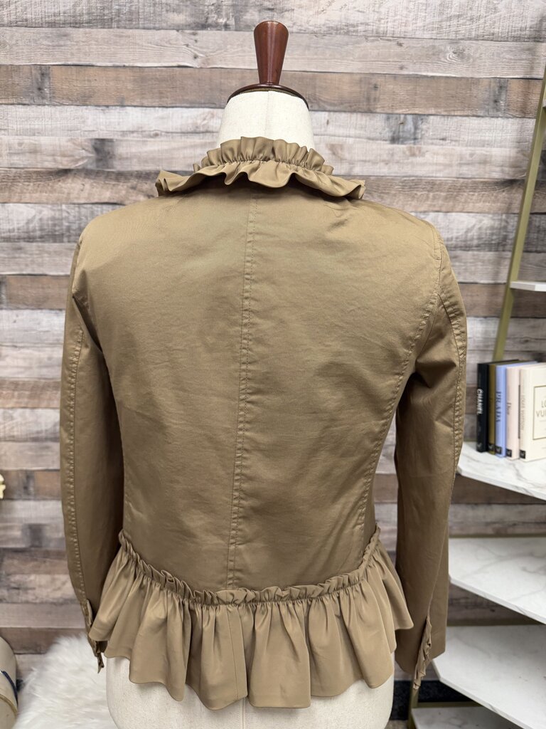 J Crew Tan Ruffle Chino Jacket