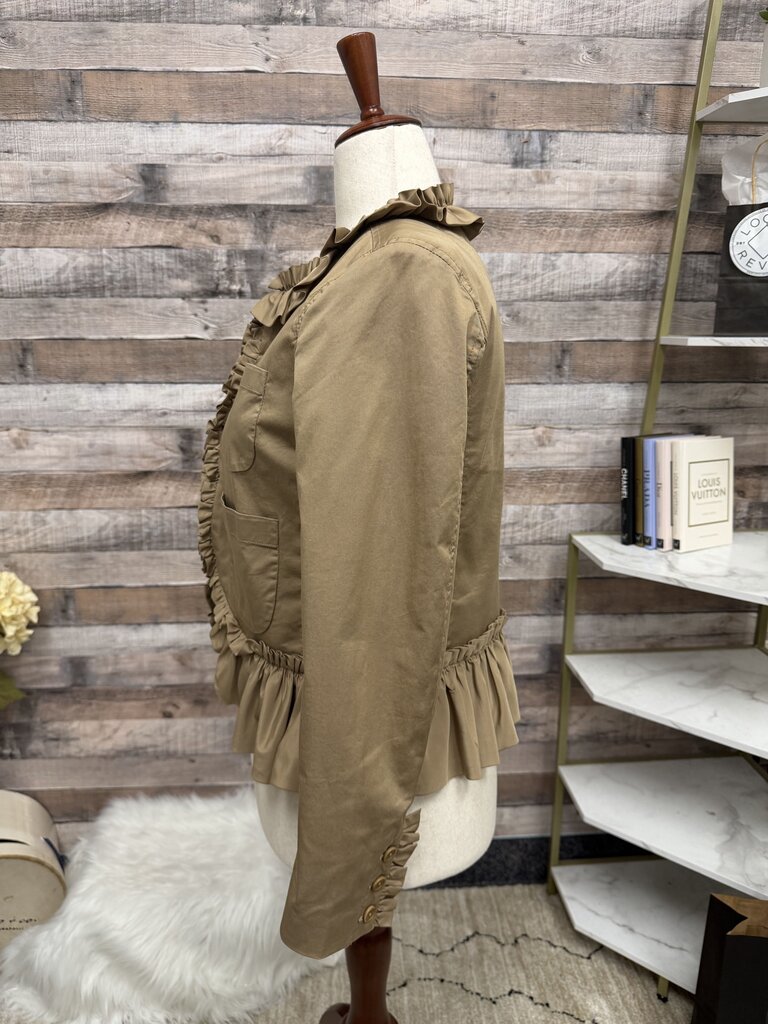 J Crew Tan Ruffle Chino Jacket
