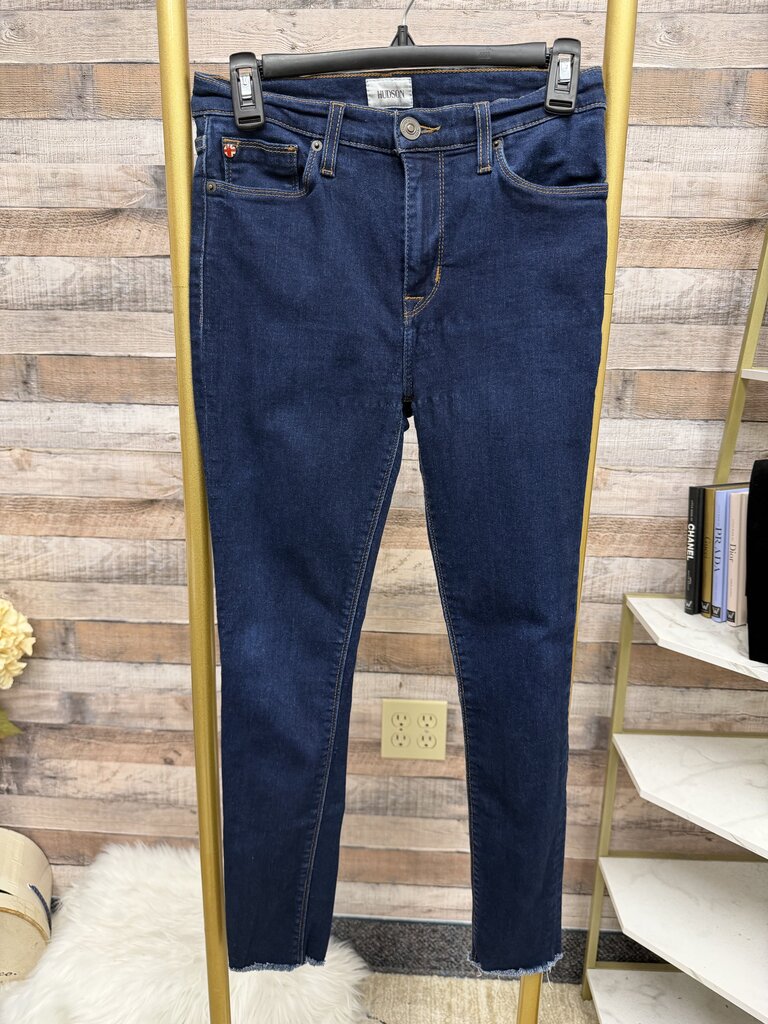 Hudson Blair super skinny dark wash jeans raw hem