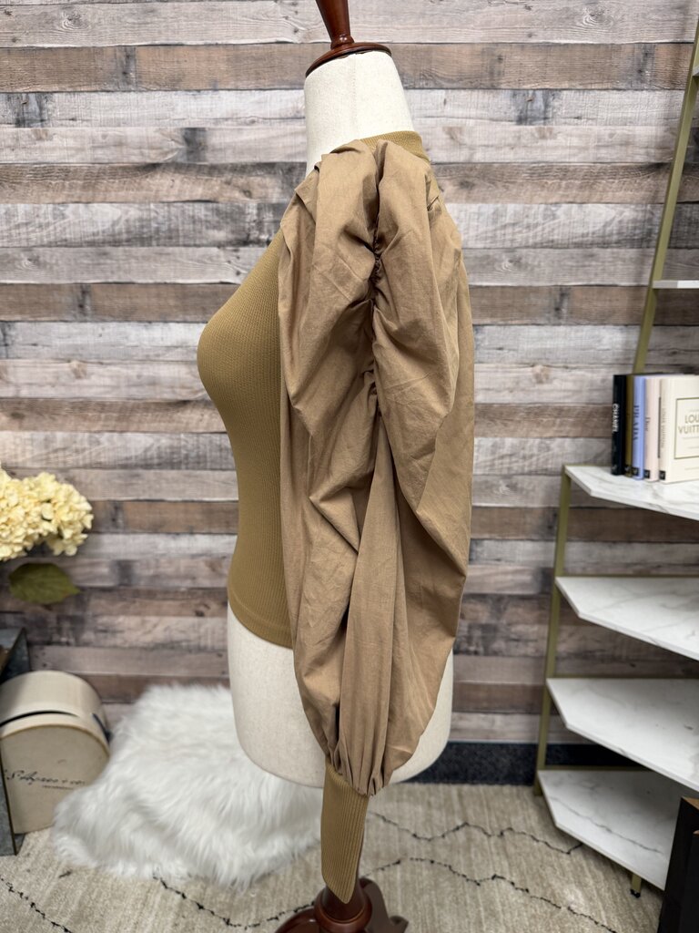 TCEC brown puff sleeve sweater