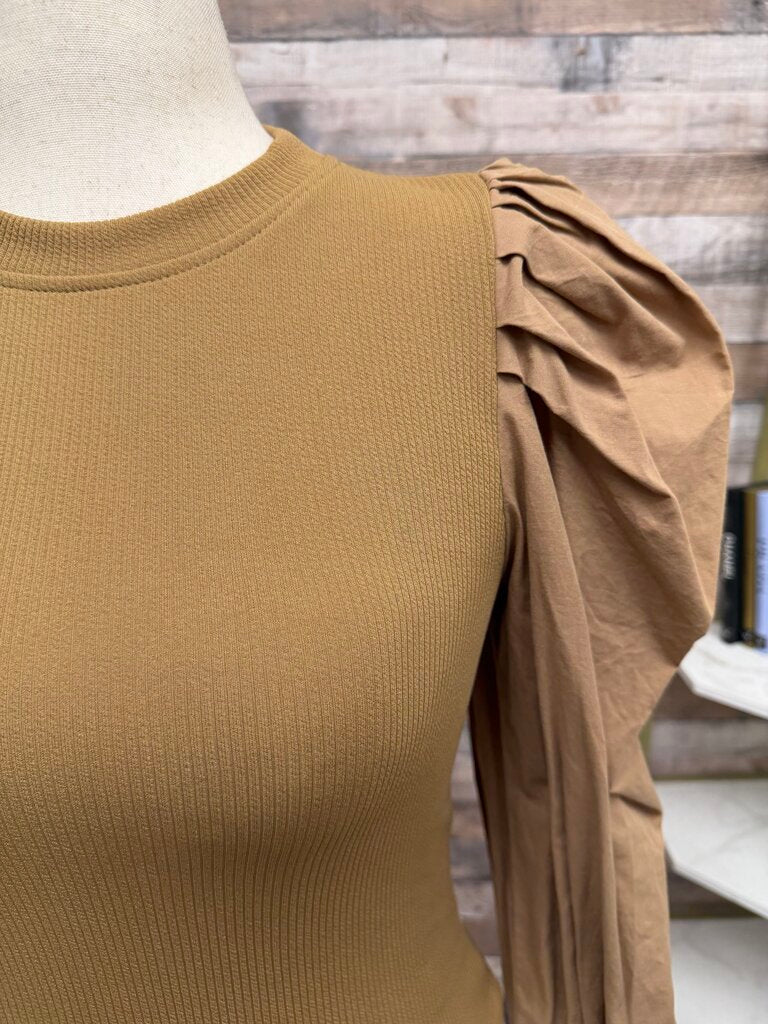 TCEC brown puff sleeve sweater