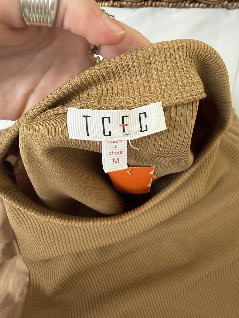 TCEC brown puff sleeve sweater
