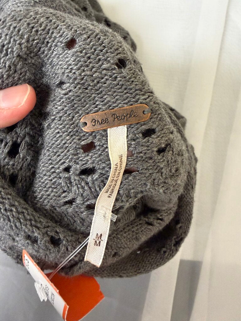 Free People gray open knit turtleneck sweater