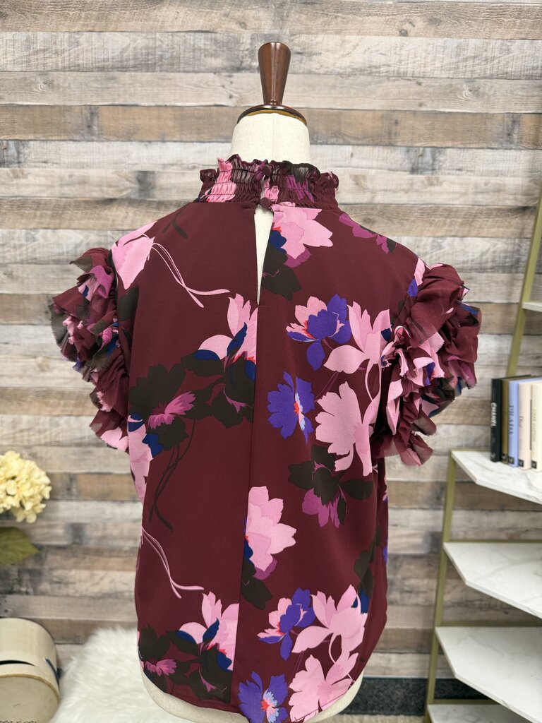 Liz Claiborne floral ruffle sleeve top