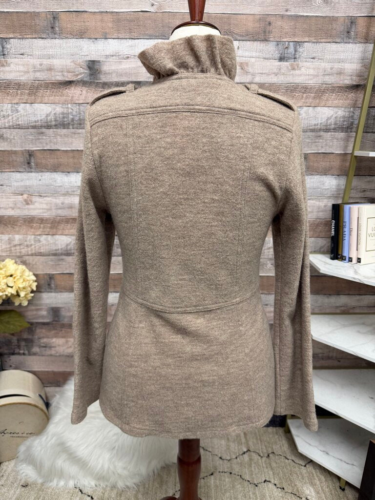 Luii brown ruffle collar large button up coat