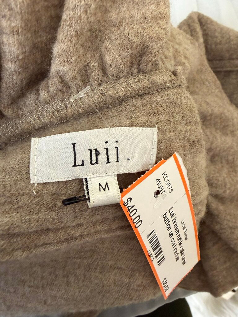 Luii brown ruffle collar large button up coat