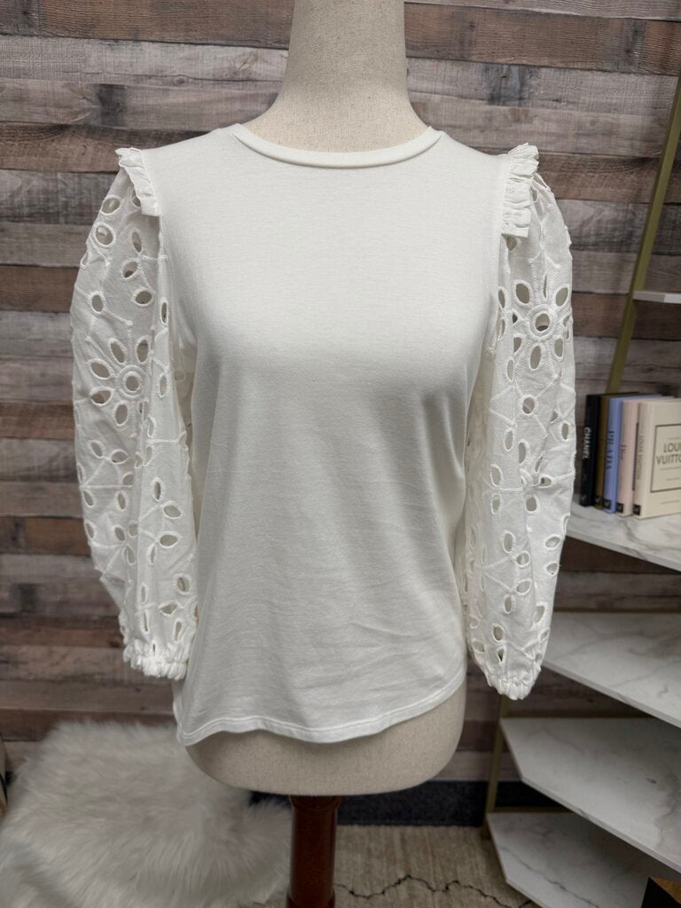 Express white eyelet lace sleeve detail