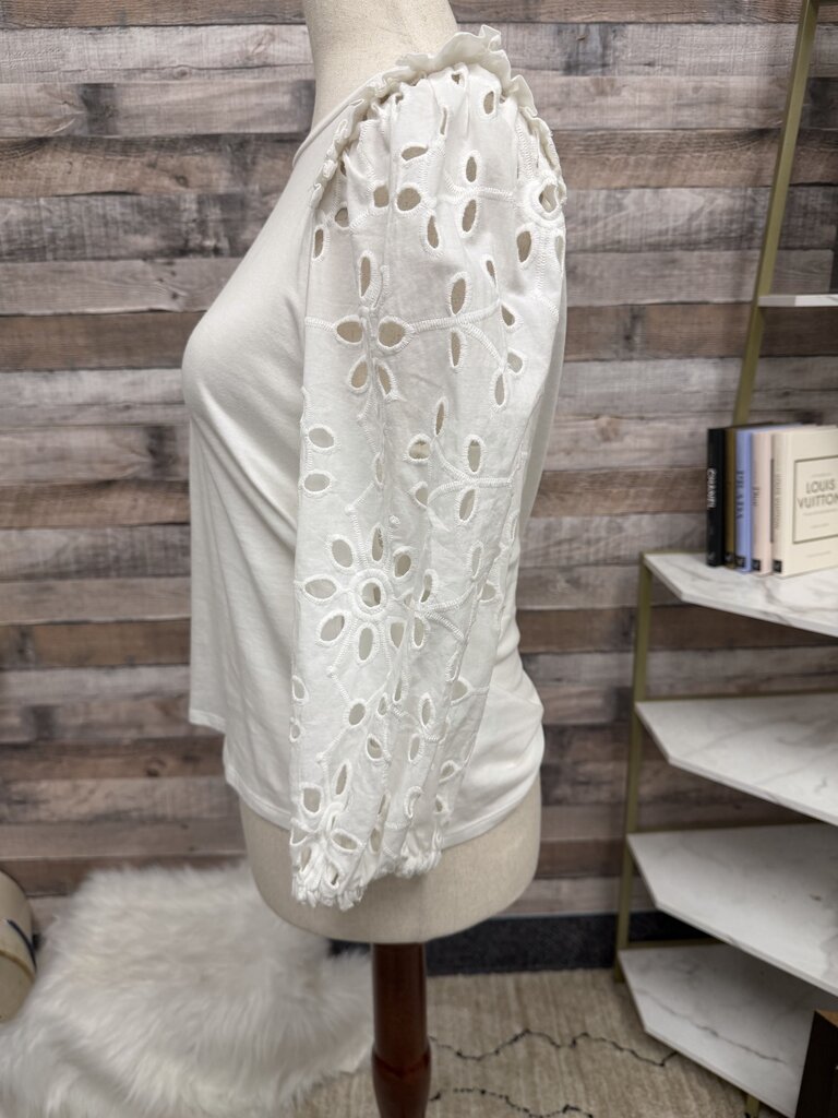Express white eyelet lace sleeve detail