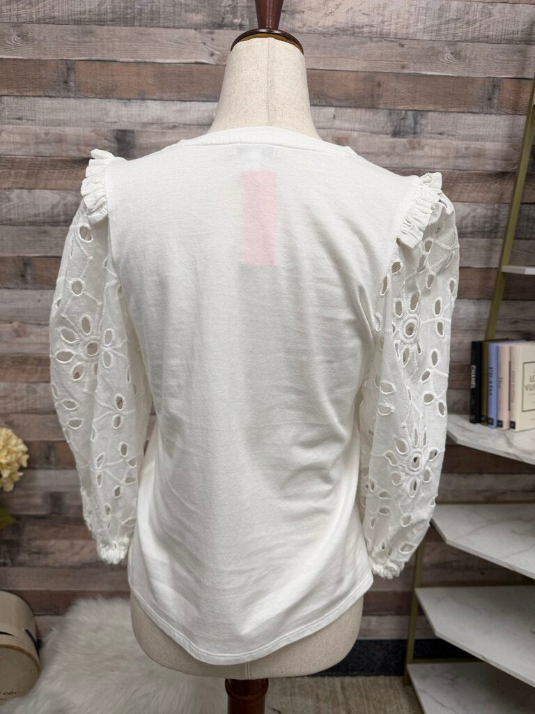 Express white eyelet lace sleeve detail