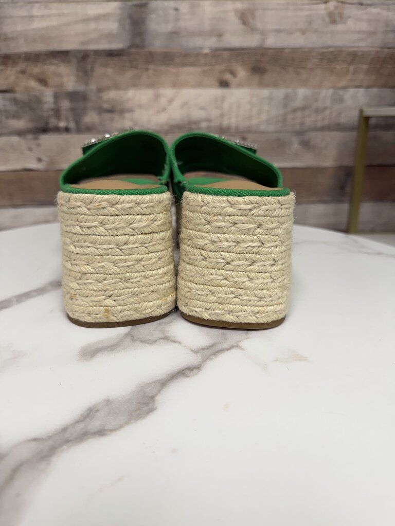 Sugar green canvas wedge sandals