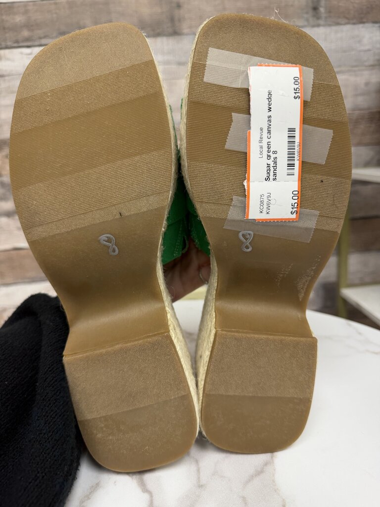Sugar green canvas wedge sandals