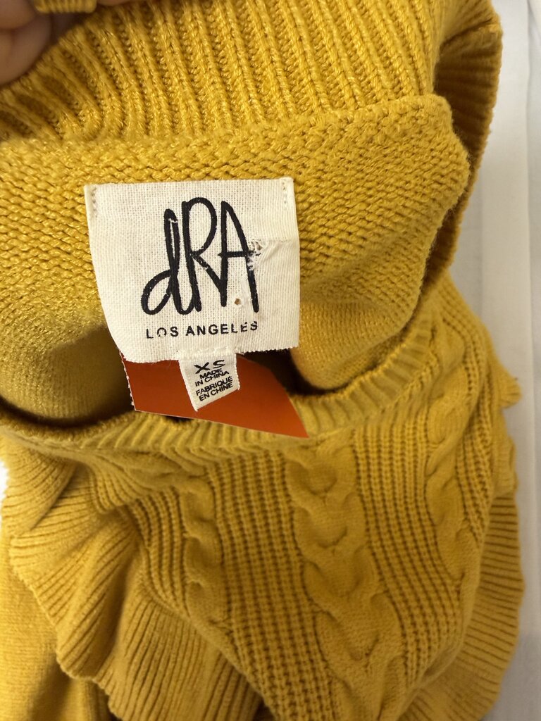DRA yellow ruffle cable knit sweater