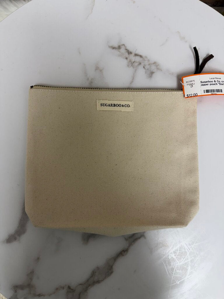 Sugarboo & Co. cream canvas zipper pouch "Don't be like the rest of them"