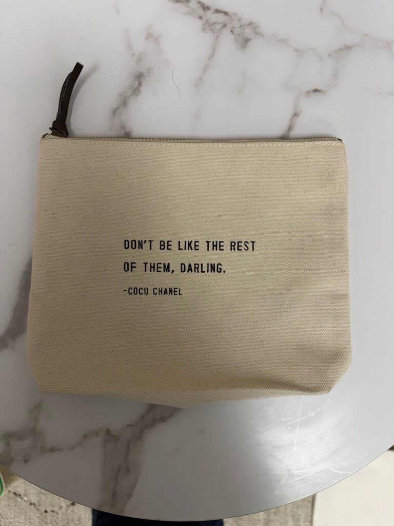 Sugarboo & Co. cream canvas zipper pouch "Don't be like the rest of them"