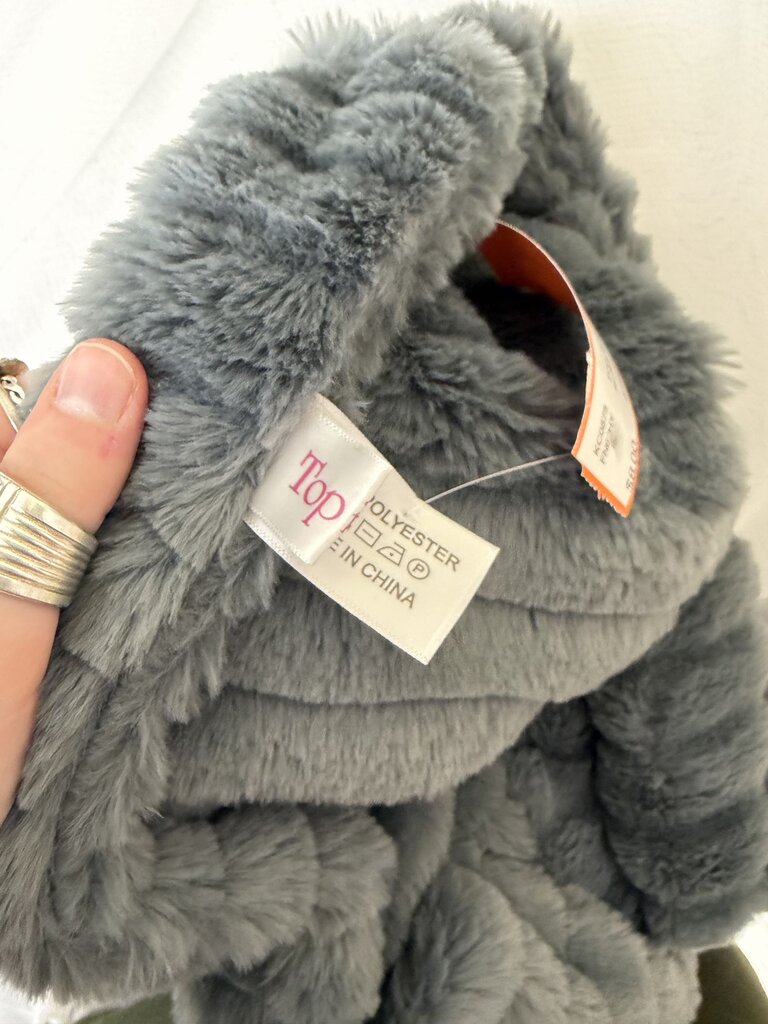 Top it Off Gray fuzzy wrap scarf