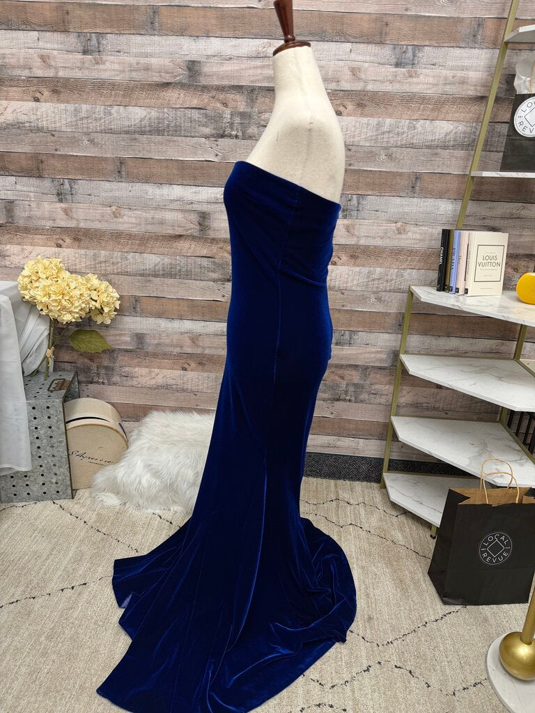 Jessica McClintock royal blue velvet evening gown