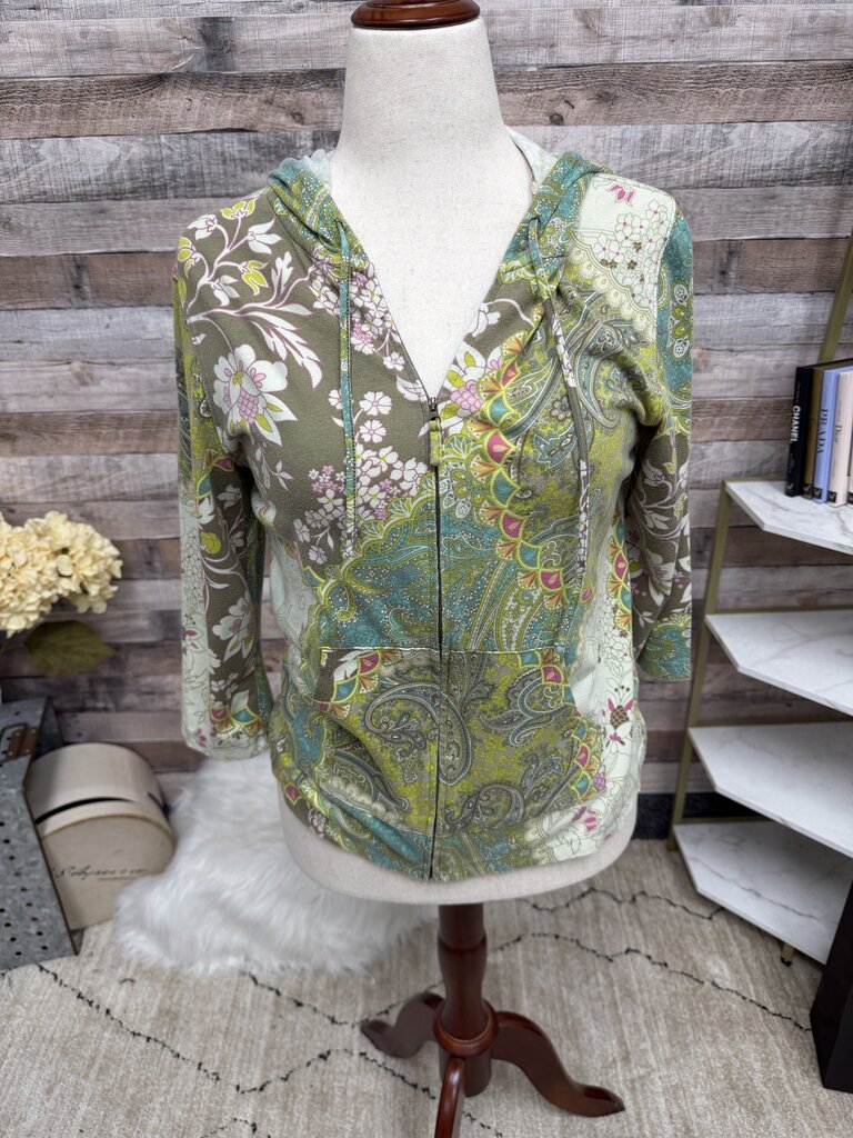 Caribbean Joe Paisley floral print zip up hoodie
