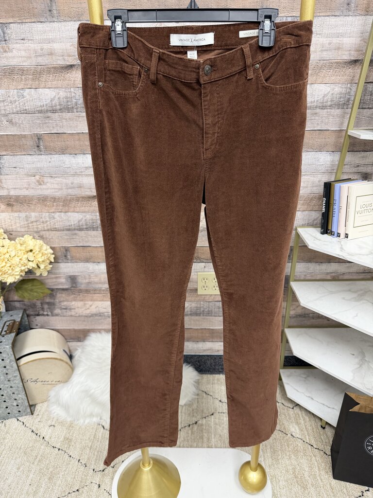 Vintage America brown high rise straight leg corduroy pant
