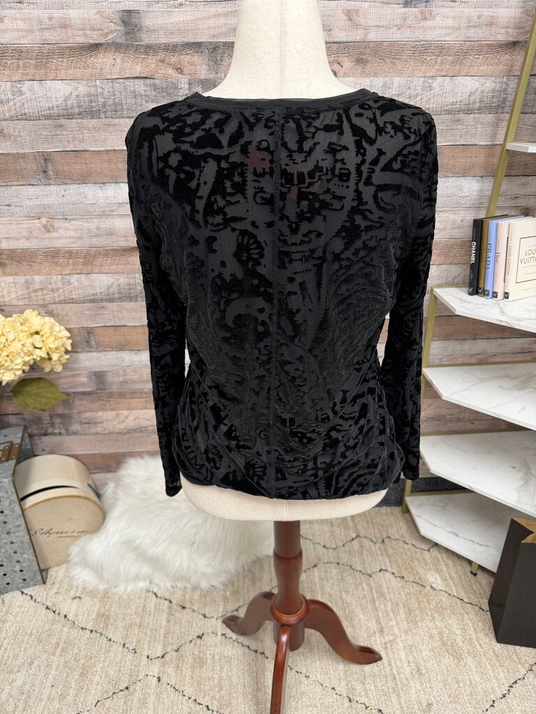Simply Vera black velvet floral burnout top
