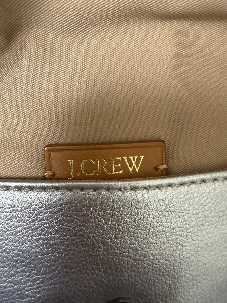 J Crew metallic silver with chain strap envelope clutch silver OS women ACCESSORIES