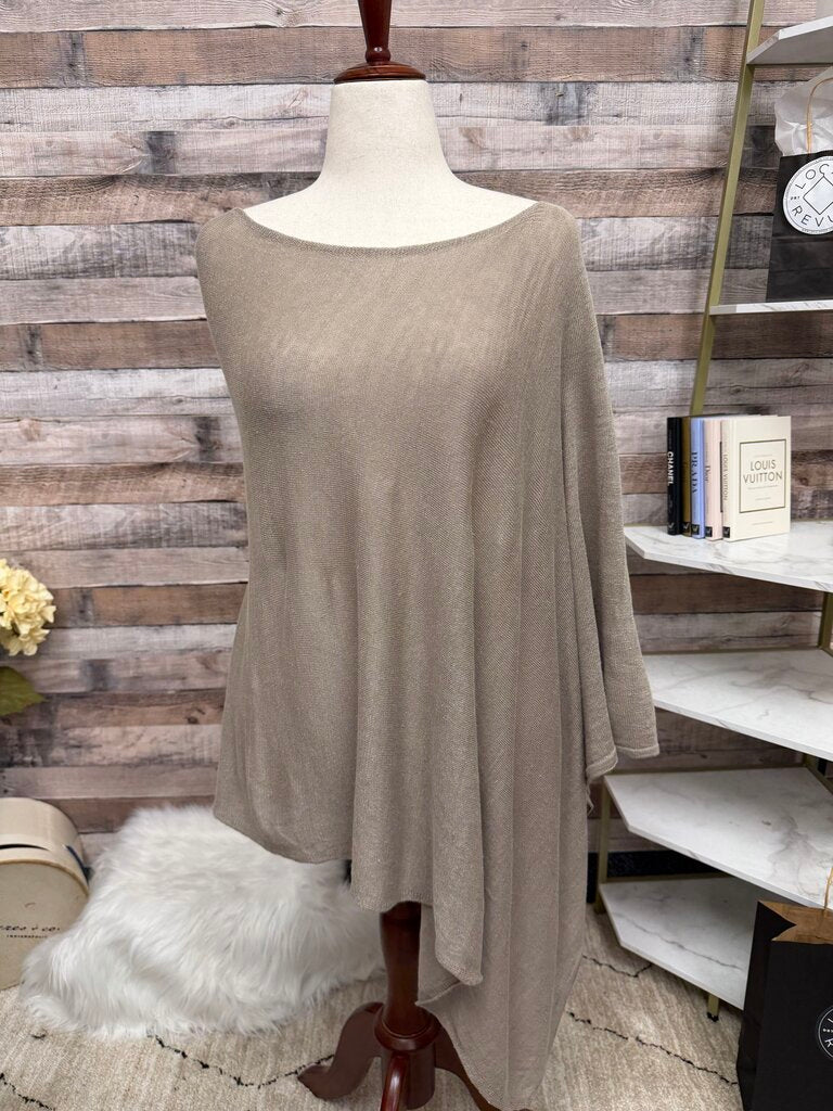 Max Studio taupe asymmetric poncho
