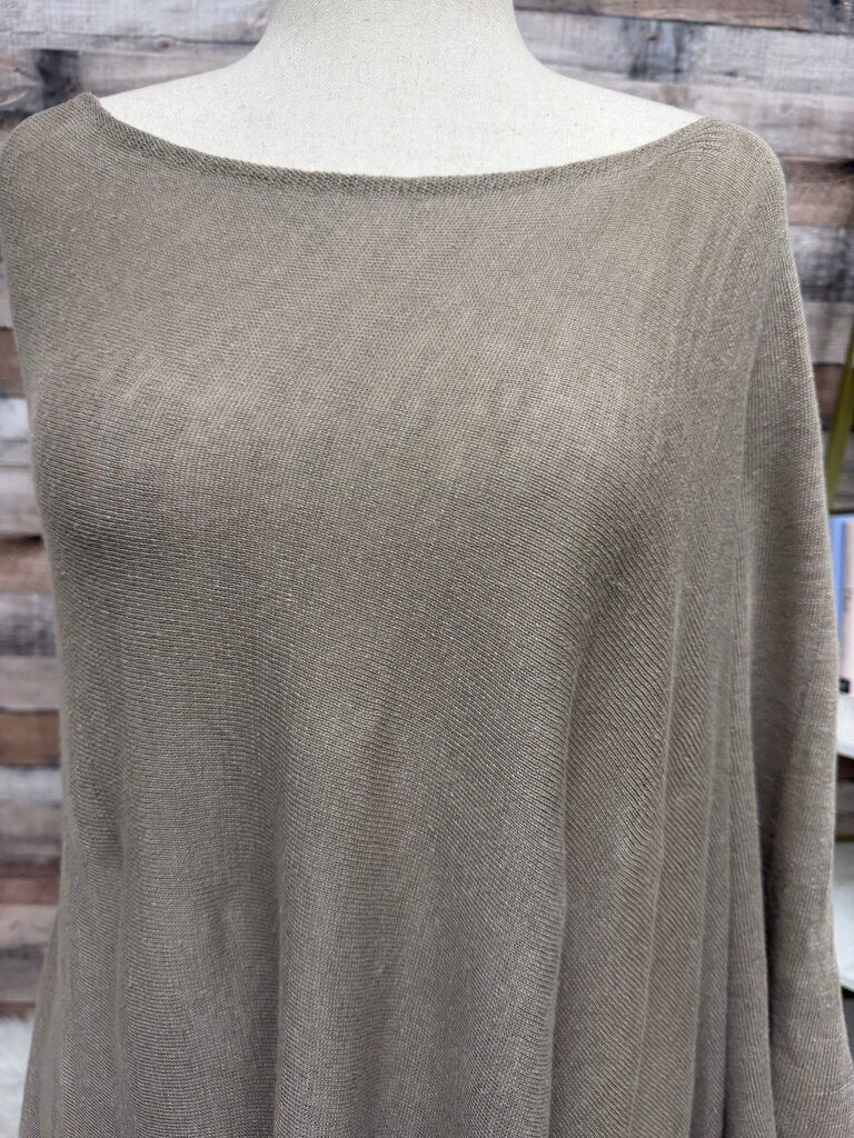 Max Studio taupe asymmetric poncho