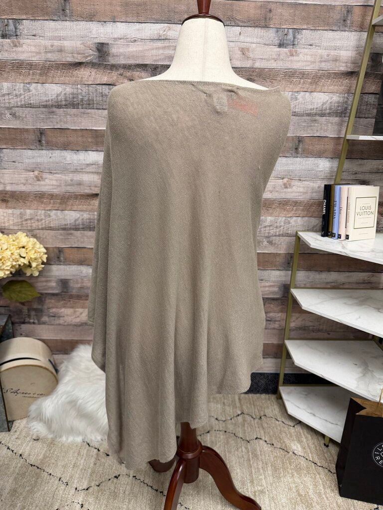 Max Studio taupe asymmetric poncho