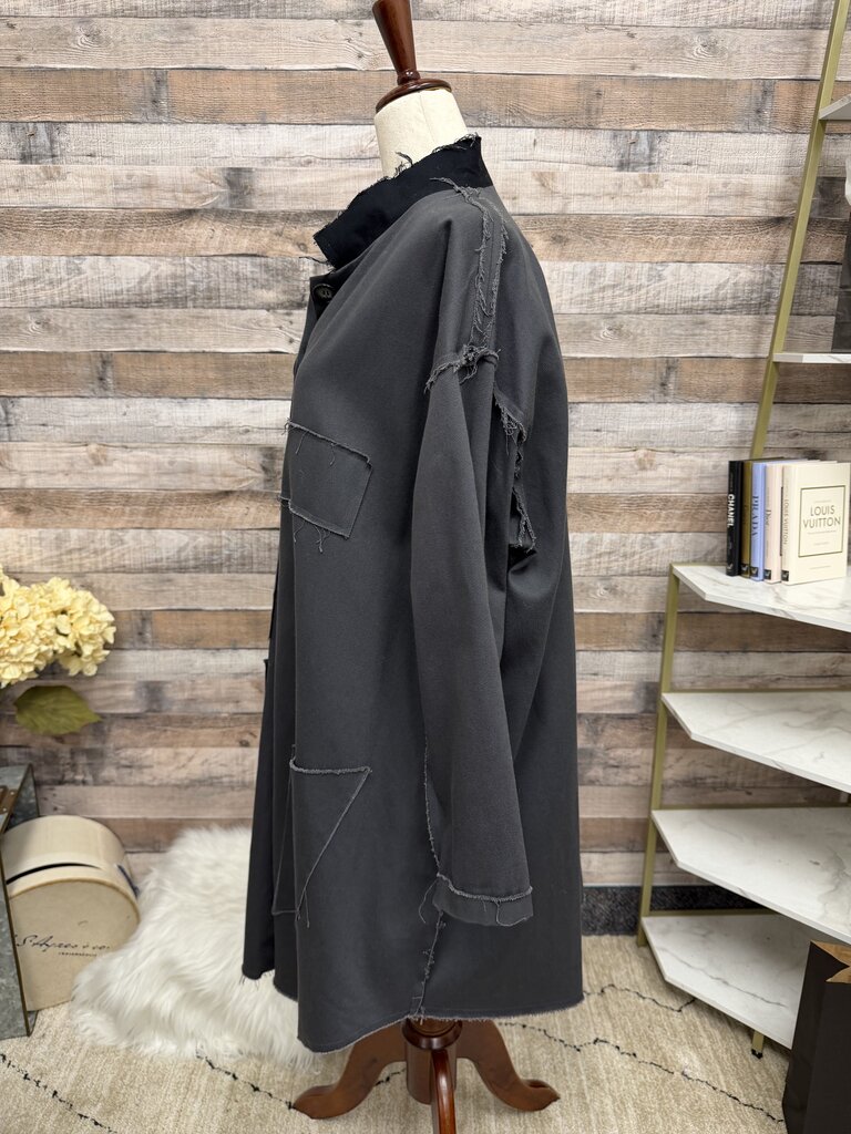 Square gray oversized shirt jacket NWT