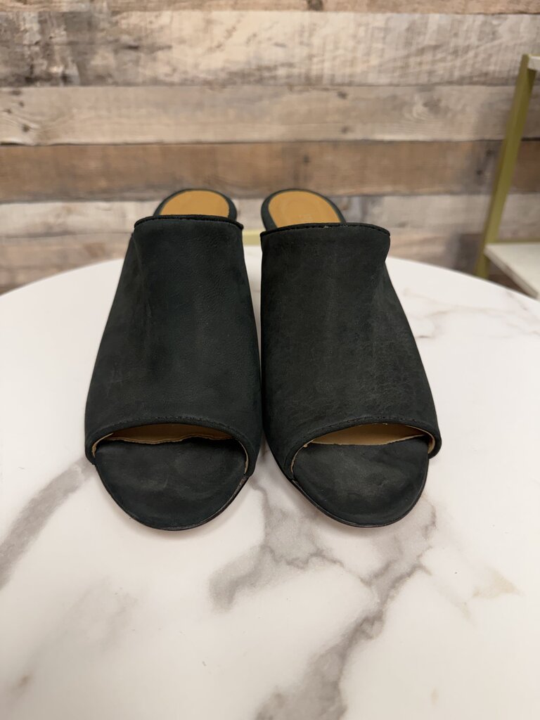 Firenze Studio black suede open toe mule