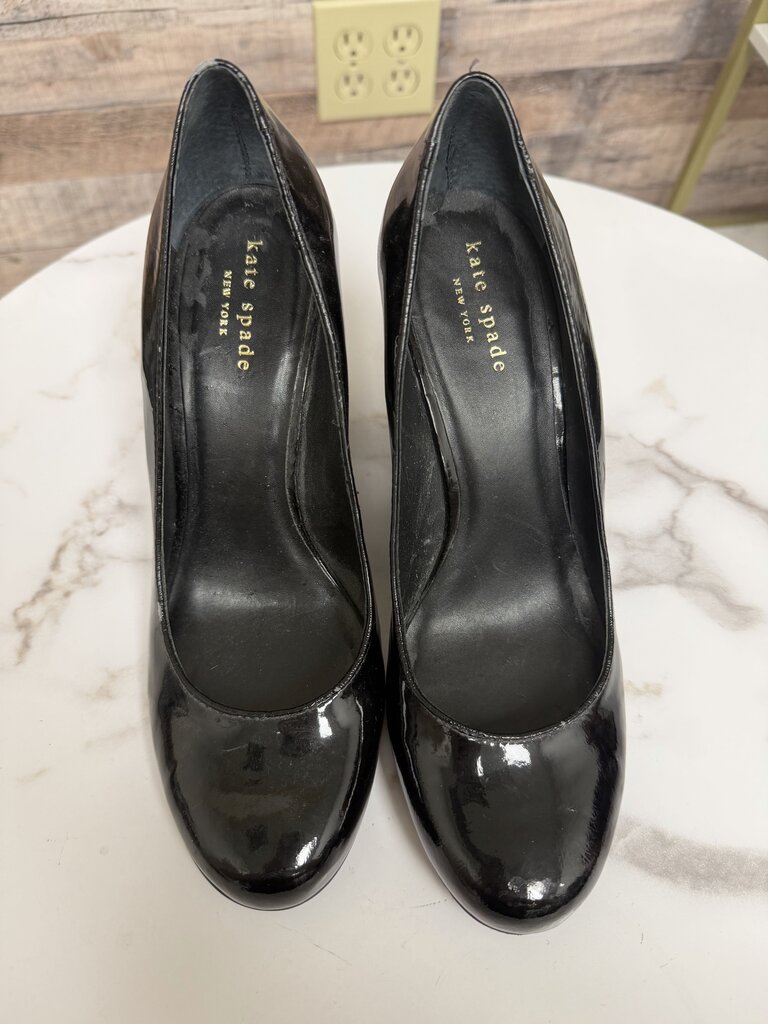 Kate Spade black leather wedge pump