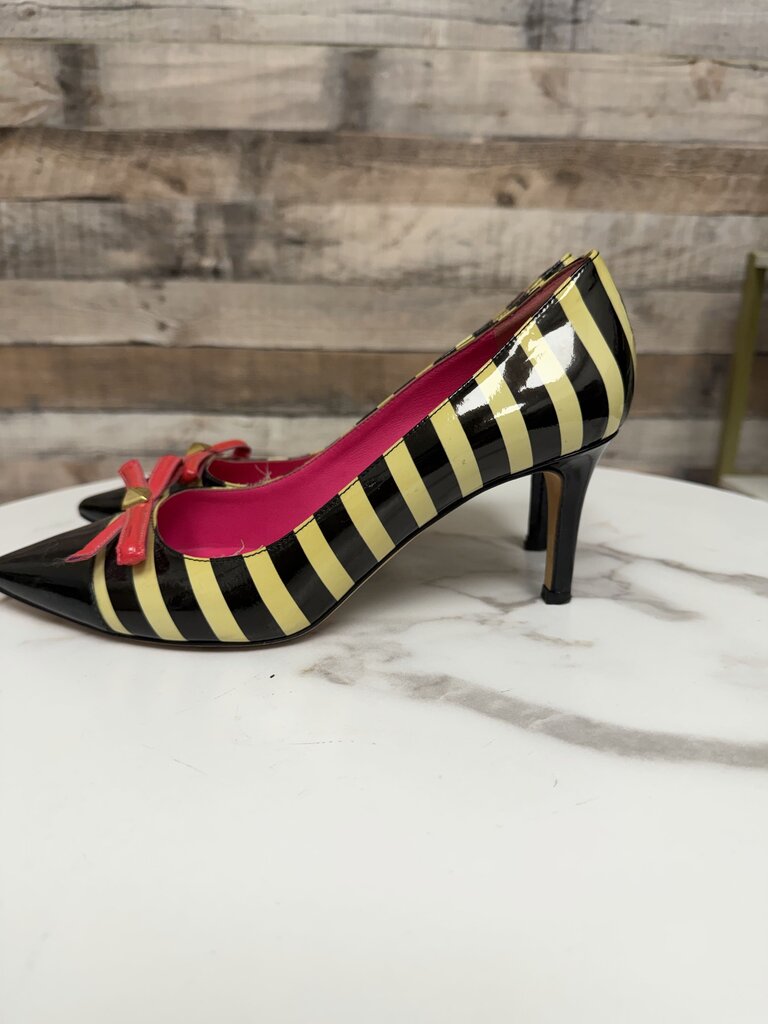 Kate Spade black/white with pink bow pumps