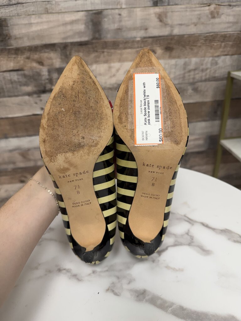 Kate Spade black/white with pink bow pumps