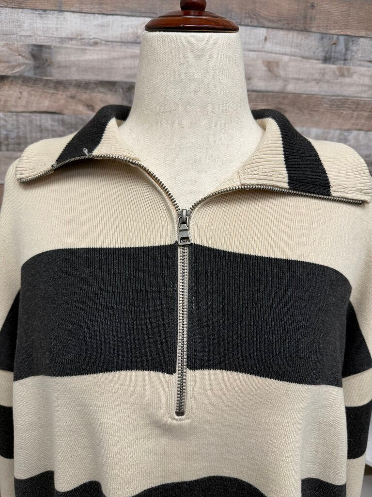 By Together cream, and black quarter zip pullover sweatshirt cream/black small women SWEATSHIRTS/HOODIES