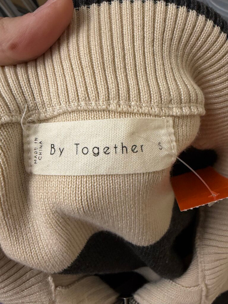 By Together cream, and black quarter zip pullover sweatshirt cream/black small women SWEATSHIRTS/HOODIES