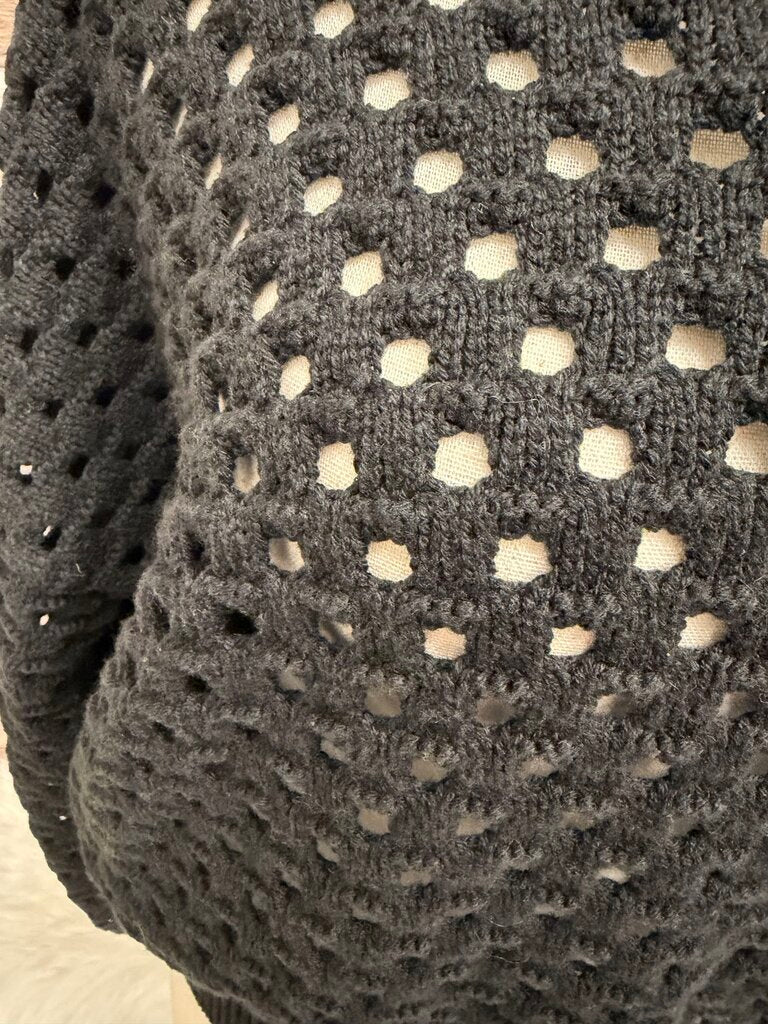 Elan black crochet sweater half zip pullover Elan Devan black medium women SWEATERS