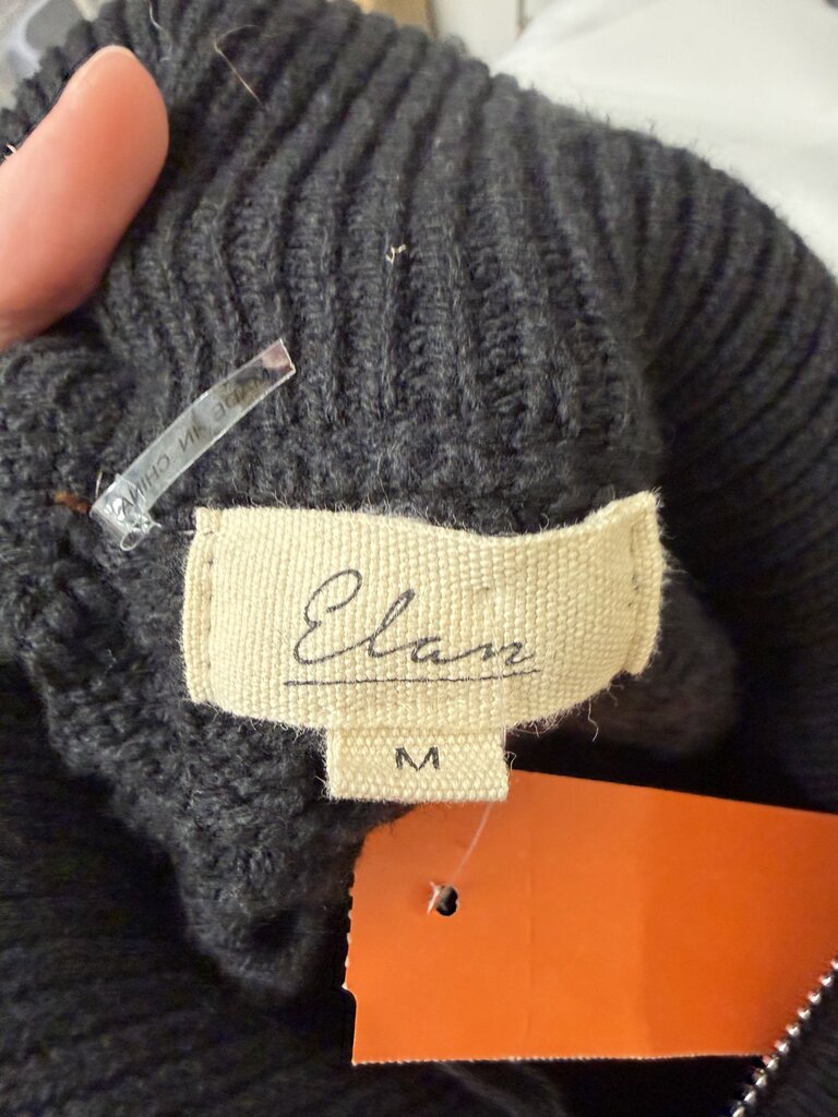 Elan black crochet sweater half zip pullover Elan Devan black medium women SWEATERS