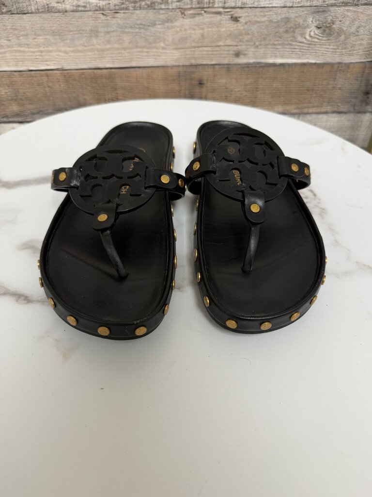 Tory Burch black leather thong sandal Miller Cloud