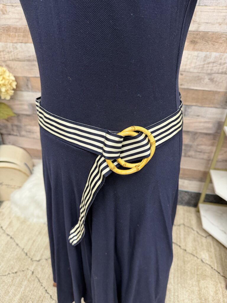 Ralph Lauren navy short sleeve fit and flare style with belt