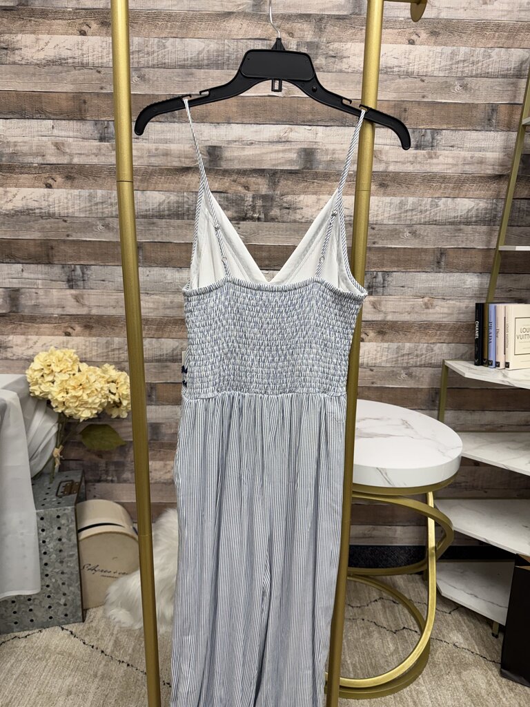Japna white with navy stripes with embroidered trim NWT