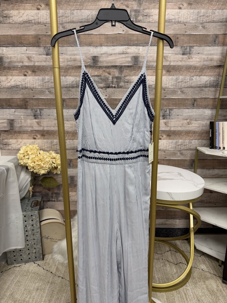 Japna white with navy stripes with embroidered trim NWT Japna white/nvy medium women JUMPSUITS/ROMPERS