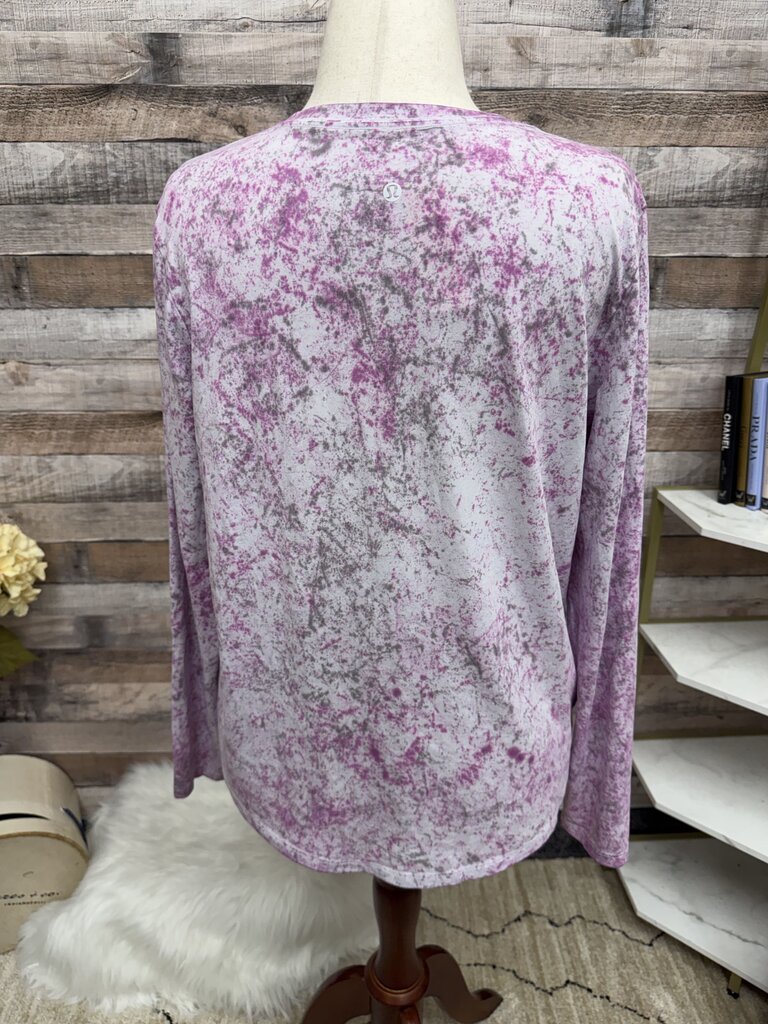 Lululemon pink/gray splatter Love Crew long sleeve top Lululemon pink large women TOPS
