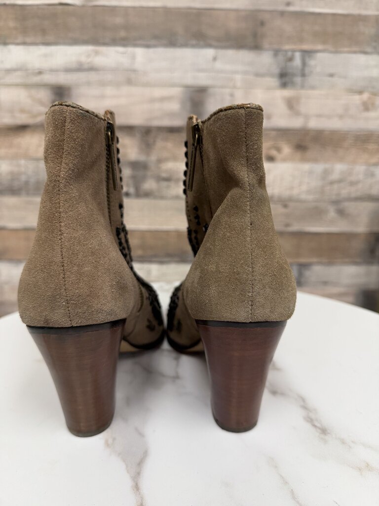 Donald Pliner brown with black embellishment western style bootie