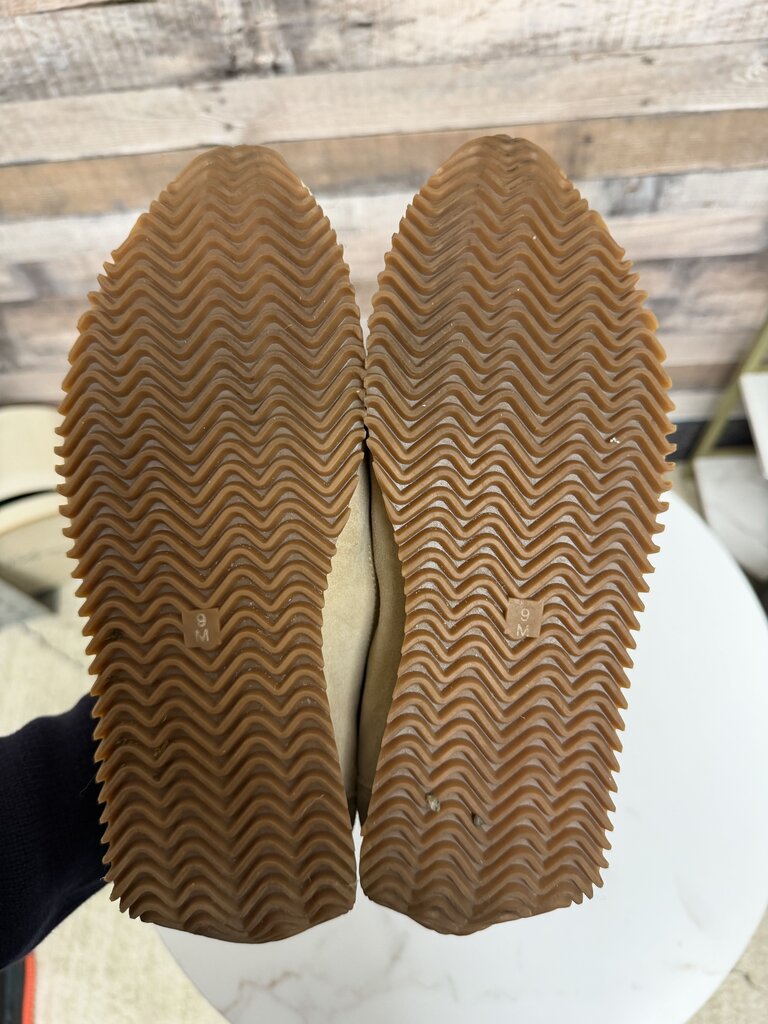Vaneli cream with black swirl canvas/suede sneaker