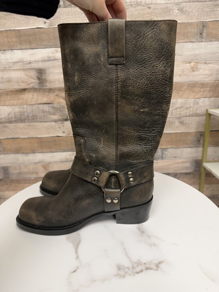Silent D brown/black distressed moto boot