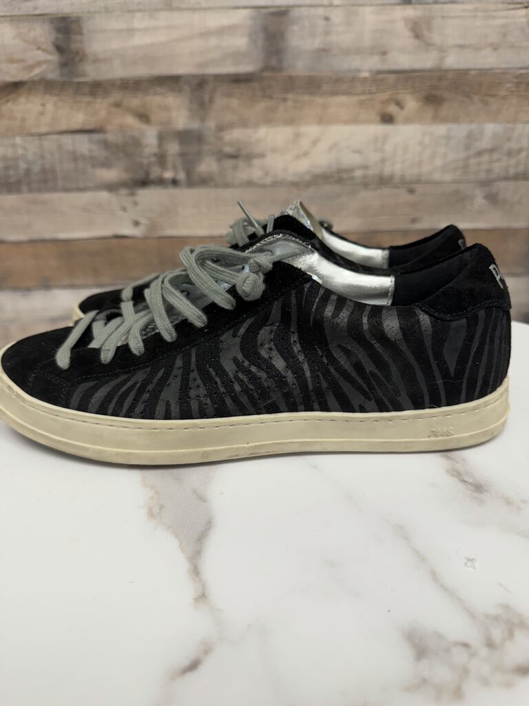 P448 black zebra suede and leather John low top