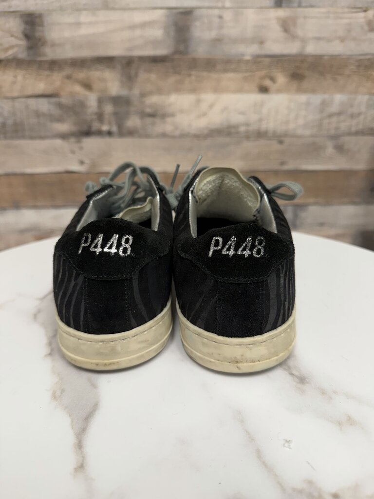 P448 black zebra suede and leather John low top
