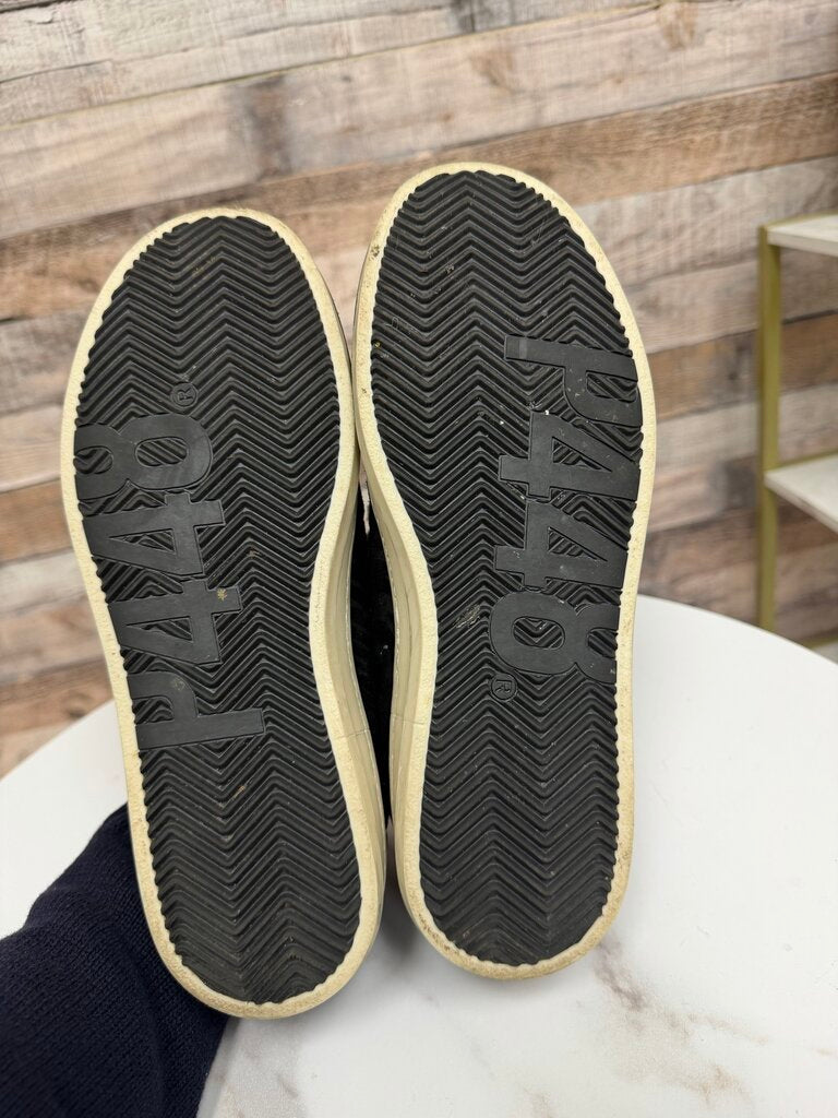 P448 black zebra suede and leather John low top