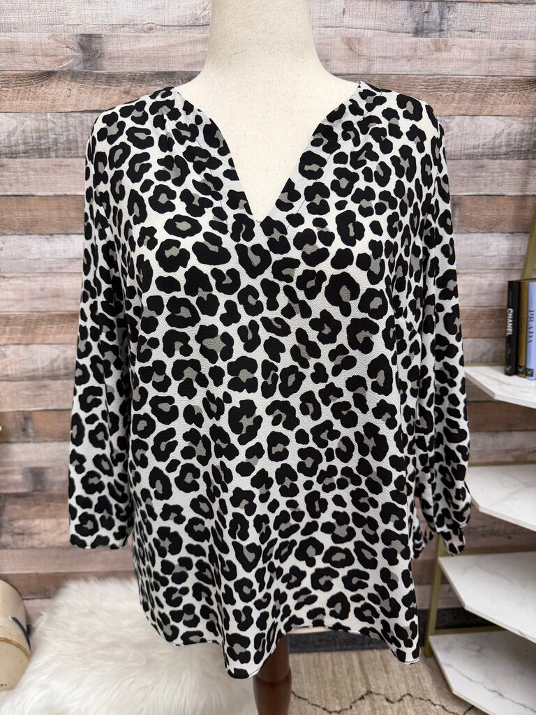 Michael Kors cheetah print tie sleeve blouse Michael Kors White/Black L women BLOUSES