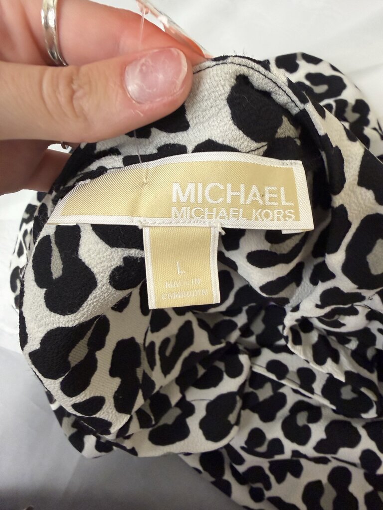Michael Kors cheetah print tie sleeve blouse Michael Kors White/Black L women BLOUSES
